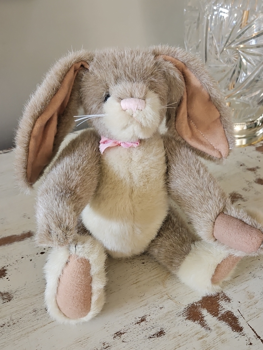 Boyds Bears Plush Brown & Cream Penelope Bunny with Pink Bow